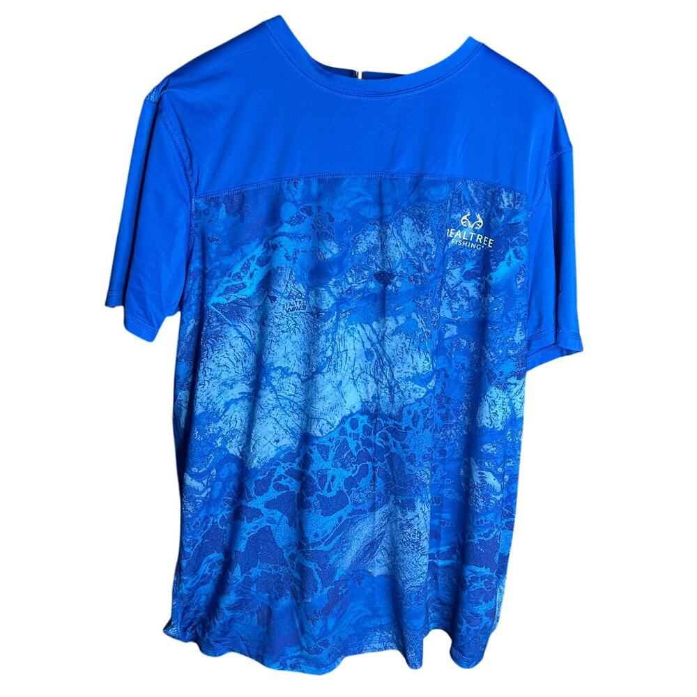 Realtree Fishing mens short sleeve performance shirt blue camouflage size xl